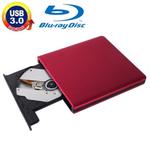 USB 3.0 Aluminum Alloy Portable DVD / CD Rewritable Blu-ray Drive for 12.7mm SATA ODD / HDD, Plug and Play(Red)
