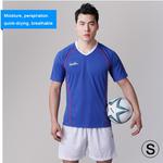 Football/Soccer Team Short Sports Suit, Blue + White (Size: S)