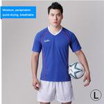 Football/Soccer Team Short Sports Suit, Blue + White (Size: L)