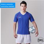 Football/Soccer Team Short Sports Suit, Blue + White (Size: XXXL)
