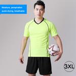 Football/Soccer Team Short Sports Suit, Fluorescent Green + Black (Size: XXXL)