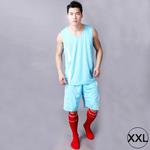 Simple Two-sided Wear Breathable Basketball Sportswear (T-shirt + Short) Suit, Baby Blue, (Size: XXL)