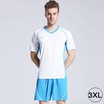 Football / Soccer Team Short Sports (T-shirt + Short) Suit, White + Sky Blue (Size: XXXL)