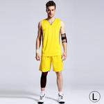 Basketball Sleeveless Sportswear Suit, Yellow (Size: L)