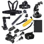 YKD -134 14 in 1 Head Strap + Chest Strap + Floating Handle Grip + Extendable Handle Monopod + Tripod Mount Adapter + Bike Handlebar Holder + Wrist Armband Strap + Suction Cup Mount Holder + 3-Way Adjustable Pivot Arm + Screws + Storage Pouch Set for GoPro HERO11 Black / HERO10 Black / HERO9 Black / HERO8 Black / HERO7 /6 /5 /5 Session /4 Session /4 /3+ /3 /2 /1, DJI Osmo Action and Other Action Cameras