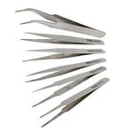 6 PCS Stainless Steel TS-10/ 11/ 12/ 13/ 14/ 15 Straight and Angled Tweezerses(Grey)