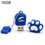 16GB Bear Paw Shaped Silicone USB 2.0 Flash Disk with Anti Dust Cup(Blue)