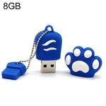 8GB Bear Paw Shaped Silicone USB 2.0 Flash Disk with Anti Dust Cup(Blue)