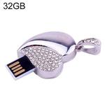Silver Heart Shaped Diamond Jewelry USB Flash Disk, Special for Valentines Day Gifts (32GB)(Silver)