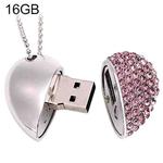 Heart Shaped Diamond Jewelry USB Flash Disk, Special for Valentines Day Gifts (16GB)(Pink)