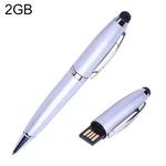 2 in 1 Pen Style USB Flash Disk, Silver (2GB)