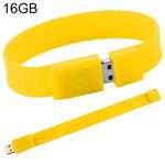 16GB Silicon Bracelets USB 2.0 Flash Disk(Yellow)