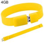 4GB Silicon Bracelets USB 2.0 Flash Disk(Yellow)