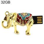 Golden Elephants Shaped Diamond Jewelry Necklace Style USB Flash Disk (32GB)