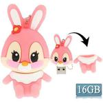 Cartoon Bunny Style Silicone USB 2.0 Flash disk, Special for All Kinds of Festival Day Gifts,Pink (16GB)