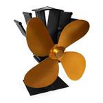 YL603 Eco-friendly Aluminum Alloy Heat Powered Stove Fan with 4 Blades for Wood / Gas / Pellet Stoves (Gold)