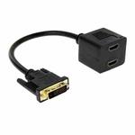 29.5cm DVI 24+1 Pin Male to 2 x HDMI Female Splitter Cable(Black)