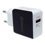 BKL-371 Single QC3.0 USB Port Charger Travel Charger, EU Plug(White)