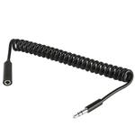 Spring Coiled 3.5mm Male to Female Aux Cable, Compatible with Phones, Tablets, Headphones, MP3 Player, Car/Home Stereo & More, Length: 20cm up to 80cm(Black)