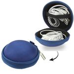 Grid Style Portable Carrying Bag Box for Headphone / Earphone(Dark Blue)
