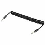 Spring Coiled 3.5mm Aux Cable, Compatible with Phones, Tablets, Headphones, MP3 Player, Car/Home Stereo & More, Length: 20cm up to 80cm(Black)