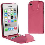 Vertical Flip Leather Case with Credit Card Slot for iPhone 5C(Magenta)