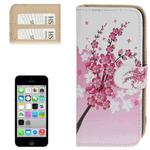 Cherry Blossom Pattern Leather Case with Credit Card Slots for iPhone 5C