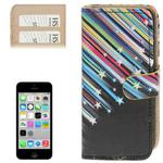 Colorful Meteor Shower Pattern Leather Case with Credit Card Slots for iPhone 5C