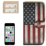 Retro USA Flag Pattern Leather Case with Credit Card Slots for iPhone 5C