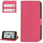 Crazy Horse Texture Leather Case with Credit Card Slot & Holder for iPhone 5C(Magenta)