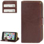 Crazy Horse Texture Leather Case with Credit Card Slot & Holder for iPhone 5C(Brown)