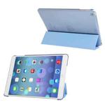 3-folding Leather Cover Frosted Plastic Case with Holder & Sleep / Wake-up Function for iPad Air (Blue)