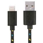 1m Nylon Netting Style USB 8 Pin Data Transfer Charging Cable for iPhone, iPad(Black)