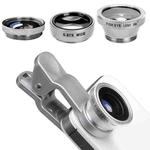 3 in 1 Photo Lens Kits (180 Degree Fisheye Lens + Super Wide Lens + Macro Lens), For iPhone, Galaxy, Sony, Lenovo, HTC, Huawei, Google, LG, Xiaomi, other Smartphones(Silver)