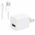 2 in 1 5V 1A US Plug Travel Charger Adapter with 1m 8-pin Cable For iPhone(White)