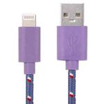 2m Nylon Netting USB Data Transfer Charging Cable For iPhone, iPad, Compatible with up to iOS 15.5(Purple)