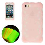 Flowers Pattern Luminous Silicone Case for iPhone 5 & 5s & SE & SE(Pink)