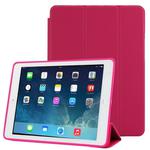3-fold Naturally Treated Smart Leather Case with Sleep / Wake-up Function & Holder for iPad Air 2(Magenta)