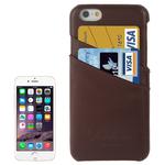 For iPhone 6 Litchi Texture Leather Back Cover Case with Card Slots and Fashion Logo(Coffee)