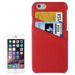 For iPhone 6 Litchi Texture Leather Back Cover Case with Card Slots and Fashion Logo(Red)