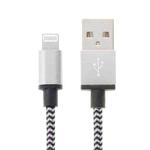 2A Woven Style USB to 8 Pin Sync Data / Charging Cable, Cable Length: 1m(Silver)