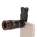 8X Zoom Telescope Telephoto Camera Lens with Clip(Black)