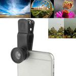 F-018 5 in 1 Universal 180 Degree Fisheye Lens + Macro Lens + 0.65X Wide Lens + CPL Lens + 2X Telephoto Lens with Clip, For iPhone, Galaxy, Sony, Lenovo, HTC, Huawei, Google, LG, Xiaomi, other Smartphones(Black)