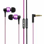 awei TE55VI 3.5mm Plug Noodle Wire Style In-ear Stereo Earphone with Mic, For iPhone, Galaxy, Huawei, Xiaomi, LG, HTC and Other Smart Phones(Purple)