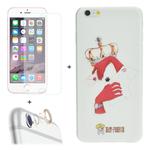 ENKAY Hat-Prince 3 in 1 Creative Character Pattern White TPU Protective Case + 0.26mm 9H+ Surface Hardness 2.5D Explosion-proof Tempered Glass Film + Metal Rear Camera Lens Protective Ring for iPhone 6 Plus & 6s Plus