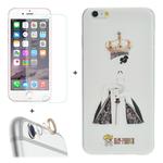 ENKAY Hat-Prince 3 in 1 Creative Character Pattern White TPU Protective Case + 0.26mm 9H+ Surface Hardness 2.5D Explosion-proof Tempered Glass Film + Metal Rear Camera Lens Protective Ring for iPhone 6 Plus & 6s Plus