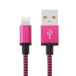 2m Woven Style 8 Pin to USB Sync Data / Charging Cable(Magenta)