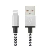 2m Woven Style 8 Pin to USB Sync Data / Charging Cable(Silver)