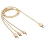 1.2m Type-C & 8 Pin & Micro USB to USB 2.0 Charging Cable(Gold)