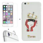 ENKAY Hat-Prince 3 in 1 Creative Character Pattern White Hard Case + 0.26mm 9H+ Surface Hardness 2.5D Explosion-proof Tempered Glass Film + Metal Rear Camera Lens Protective Ring for iPhone 6 & 6s